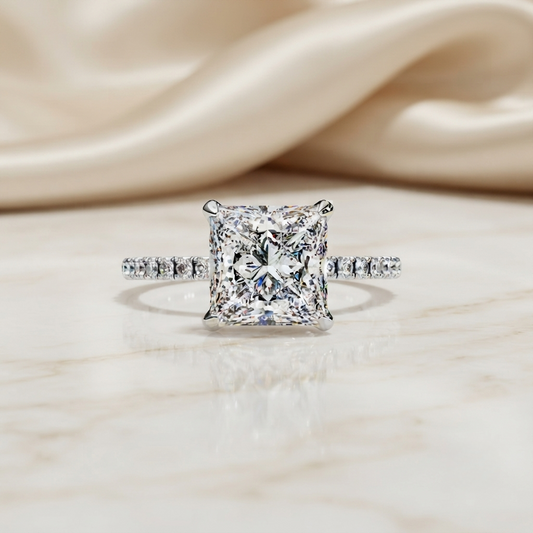 Radiant Princess Cut Solitaire Engagement Ring – Elegant Classic Gift for Her – Perfect for Birthday, Proposal, or Anniversary – Custom 925 Silver / 10K / 14K Gold / Platinum – Finora Signature