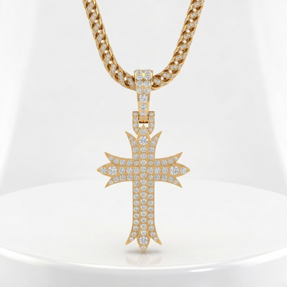 Iced-Out Cross Moissanite Pendant Necklace | Pavé Set Diamond Cross | Luxury Jewelry – Finora Jewelry