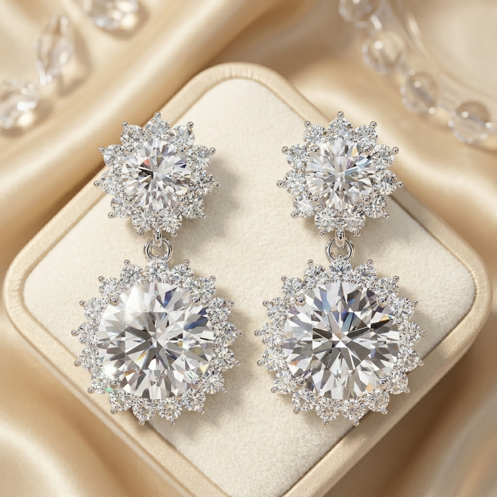 vintage floral halo drop earrings | finora jewelry