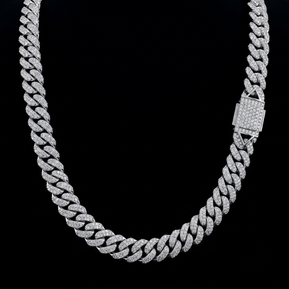 Moissanite Silver Miami Cuban Link Chain - Oversized Box Lock Choker