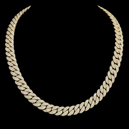 14mm Moissanite Silver Miami Cuban Link Chain - 22-Inch Heavyweight Choker
