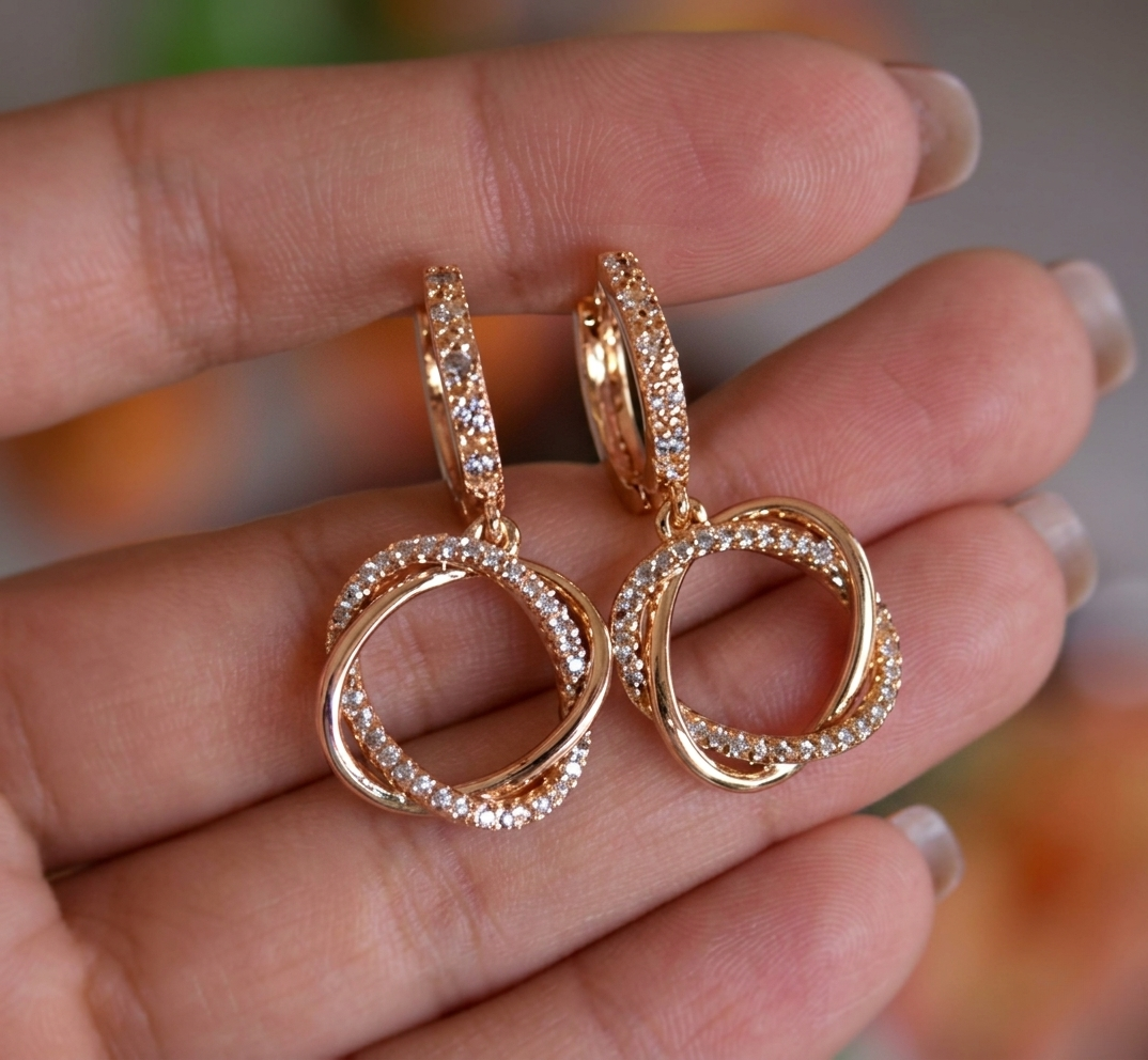 interlocking circle drop earrings-hoop earrings