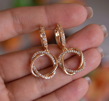 Interlocking Circle Drop Earrings-Hoop Earrings