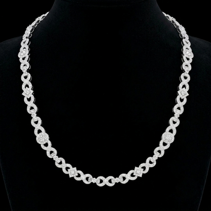 Moissanite Silver Infinity Link Chain - Princess Cut Iced Out Necklace