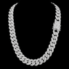 18mm Moissanite Silver Miami Cuban Link Chain - Baguette Cut Iced Choker