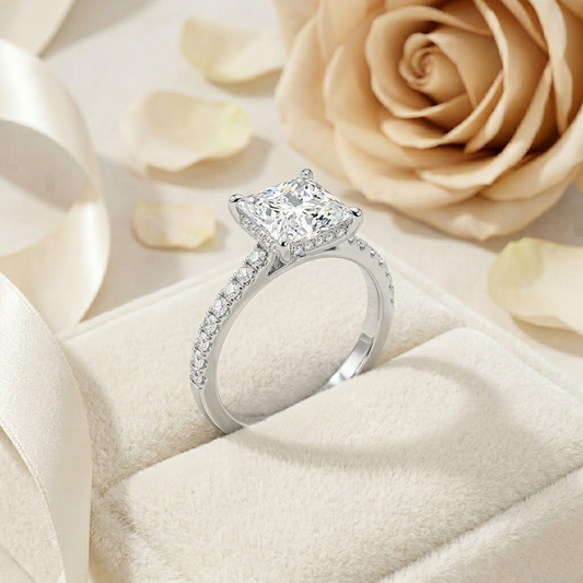 Radiant Princess Cut Solitaire Engagement Ring – Elegant Classic Gift for Her – Perfect for Birthday, Proposal, or Anniversary – Custom 925 Silver / 10K / 14K Gold / Platinum – Finora Signature