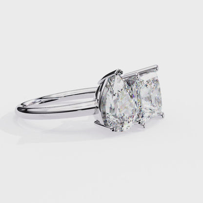 Two-Stone Pear & Princess Cut Diamond Ring – Dual Brilliance in 925 Silver, 10K / 14K Gold, or Platinum – Finora Symbolic Design of Love & Harmony – Meaningful Gift for Her