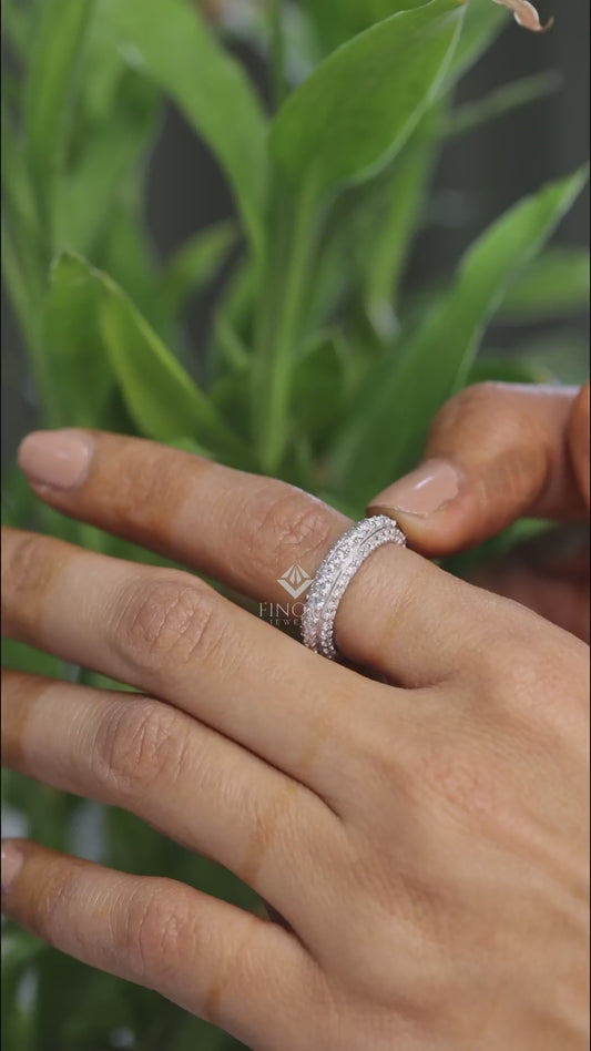 Round Cut Moissanite Full Eternity Wedding Band in 925 Sterling Silver – Finora Jewelry