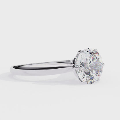 Round Brilliant Cut Moissanite Solitaire Engagement Ring – Classic Ring in 925 Silver, 10K & 14K White, Yellow, Rose Gold, or Platinum | Finora Jewelry