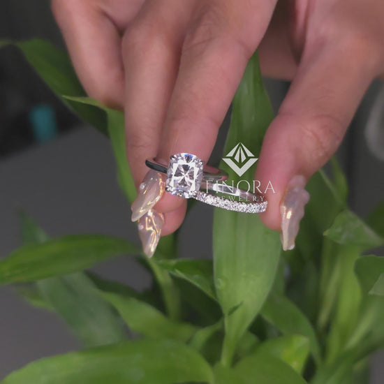 Cushion Cut Moissanite Engagement Ring