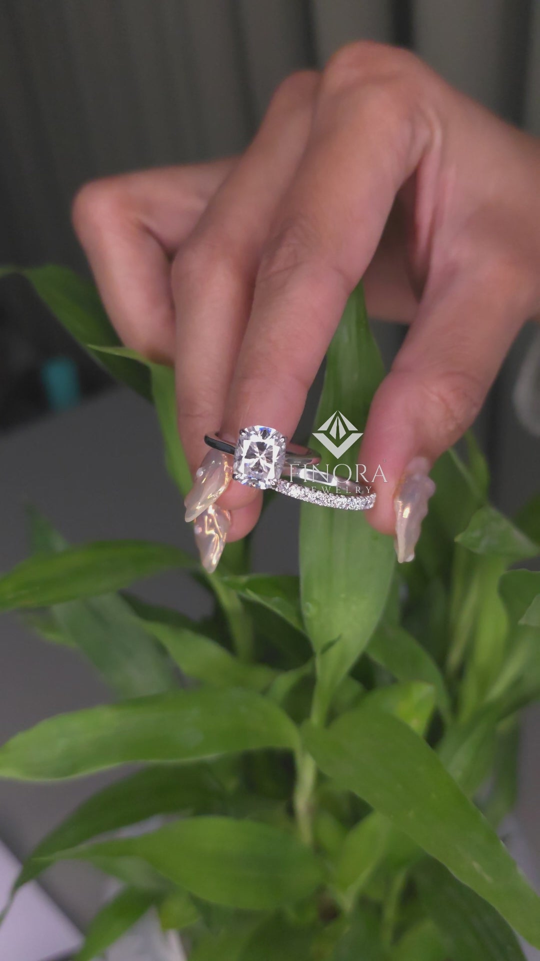 Cushion Cut Moissanite Engagement Ring