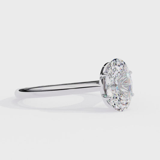 Oval Cut Moissanite Solitaire Ring – Classic Engagement Ring for Her – 925 Silver / 10K, 14K, 18K Gold / Platinum | Finora Jewelry