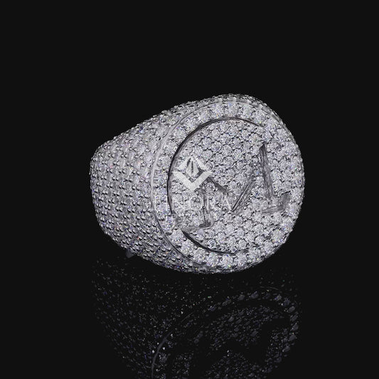 Custom Initial Letter Iced-Out Ring – Micro Pave Setting by Finora Jewelry