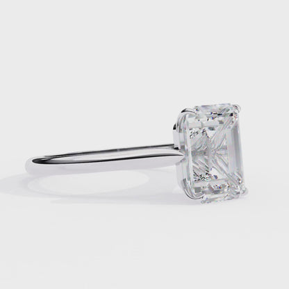 Emerald Cut Moissanite Solitaire Engagement Ring – Modern Classic for Her – 925 Silver / 10K & 14K Gold / Rose, Yellow, White Gold / Platinum | Finora Jewelry
