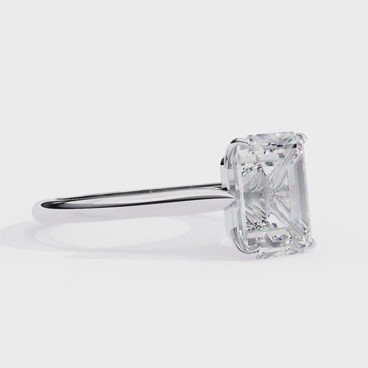 Emerald Cut Moissanite Solitaire Engagement Ring – Modern Classic for Her – 925 Silver / 10K & 14K Gold / Rose, Yellow, White Gold / Platinum | Finora Jewelry