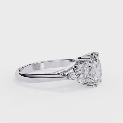 Finora Jewelry – Oval Cut Diamond Five-Stone Ring – Scalloped Shoulder Design – Available in 10K, 14K Gold (White, Rose, Yellow), 925 Silver & Platinum