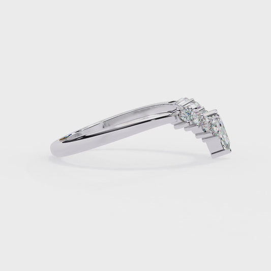 Marquise Crown Diamond Ring – Chevron Wedding or Stacking Band for Her – Finora Luxe Sparkle
