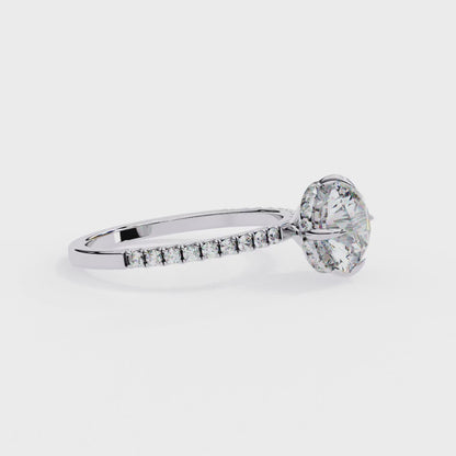 Round Cut Moissanite Engagement Ring – 2.38 CT Center – Pavé Band – 925 Silver / 10K & 14K Gold / Platinum | Finora Jewelry