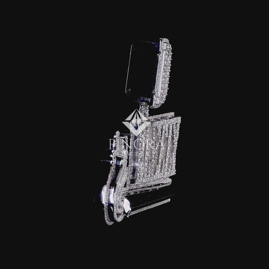 Finora Jewelry: Custom Letter Lighter-Inspired Diamond Pendant – Fully Iced Flame Design