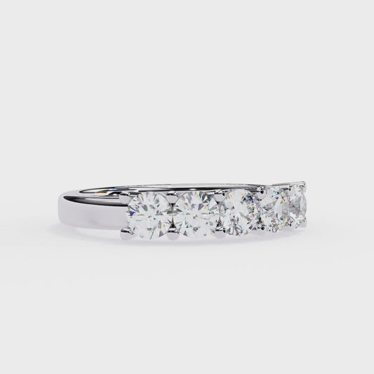 Five-Stone Round Brilliant Diamond Band – Classic Elegance in 925 Sterling Silver, 10K/14K Gold (Rose, White, Yellow), or Platinum – Finora Signature Design