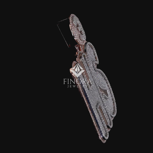 Fully Custom Text Pendant with Personalized Custom Number Bail – Baguette & Round Diamond Design