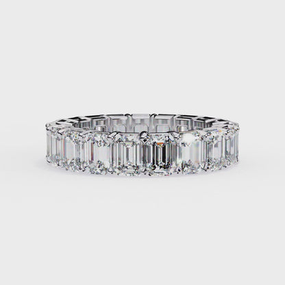 Emerald Cut Diamond Eternity Wedding Band – Full Circle Design in 925 Silver, 10K/14K Rose, White & Yellow Gold, or Platinum – Finora Signature Sparkle for Her