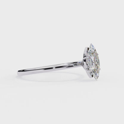 Marquise Cut Moissanite Solitaire Engagement Ring – Sleek Design in 925 Silver, 10K & 14K White, Yellow, Rose Gold, or Platinum | Finora Jewelry