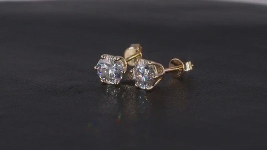 Classic Round Moissanite Stud Earrings – 4MM Solitaire, 10K-18K Gold, Sterling Silver