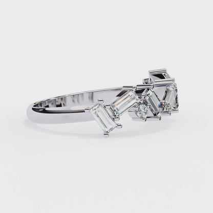 Zig-Zag Baguette & Round Diamond Ring – Modern Geometric Glam – Finora Jewelry