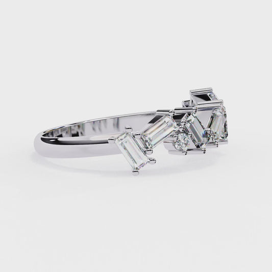 Zig-Zag Baguette & Round Diamond Ring – Modern Geometric Glam – Finora Jewelry