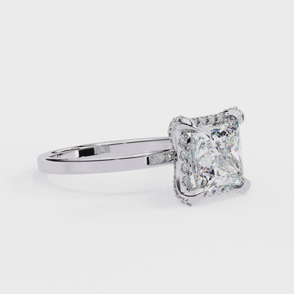Princess Cut Moissanite Halo Engagement Ring – Elegant Square Solitaire for Proposal, Birthday or Anniversary Gift – 925 Silver / 10K / 14K Gold / Platinum – White / Yellow / Rose Gold – Finora Jewelry