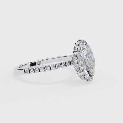 Marquise Cut Moissanite Engagement Ring – 1.41 CT Center – Pavé Band – 925 Silver / 10K & 14K Gold / Platinum | Finora Jewelry