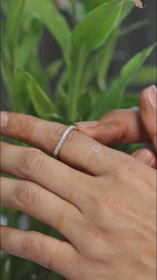 0.38 CT Round Cut Moissanite Twist Band | Colorless VVS Diamond Alternative Wedding Ring | Eternity Band for Women