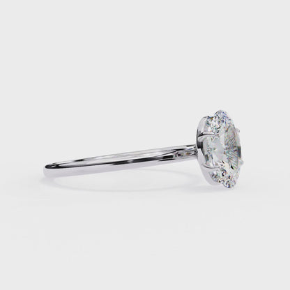 Oval Moissanite Solitaire Engagement Ring – Classic 4-Prong Setting in Silver, 10K & 14K Gold, or Platinum | Finora Jewelry