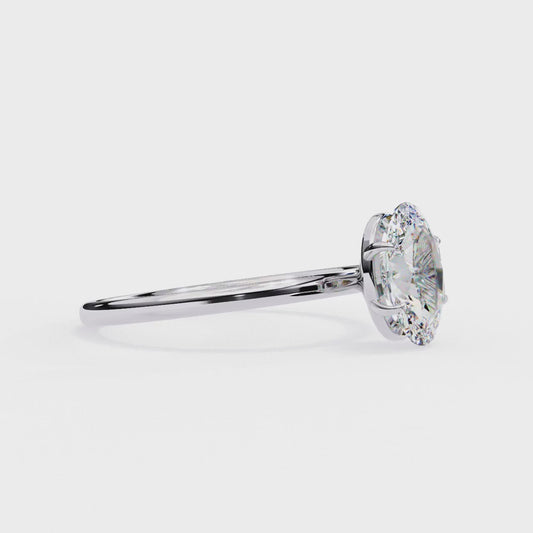 Oval Moissanite Solitaire Engagement Ring – Classic 4-Prong Setting in Silver, 10K & 14K Gold, or Platinum | Finora Jewelry
