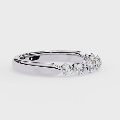 Round Diamond Half Eternity Band – Elegant Stacking Ring in 925 Silver, 10K/14K Gold (Rose, White, Yellow), or Platinum – Finora Timeless Sparkle
