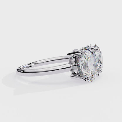Two-Stone Oval & Round Cut Diamond Engagement Ring – Harmonious Duo in 925 Silver, 10K / 14K Gold, or Platinum – Finora Emblem of Balanced Love & Timeless Sparkle – Elegant Gift for Her