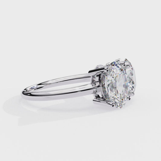 Two-Stone Oval & Round Cut Diamond Engagement Ring – Harmonious Duo in 925 Silver, 10K / 14K Gold, or Platinum – Finora Emblem of Balanced Love & Timeless Sparkle – Elegant Gift for Her