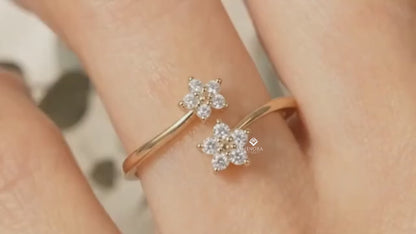 Floral Bypass Ring – Adjustable Gold Ring for Her