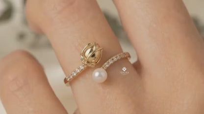 Tulip Flower Ring –  Dainty Floral Gold Jewelry for Her