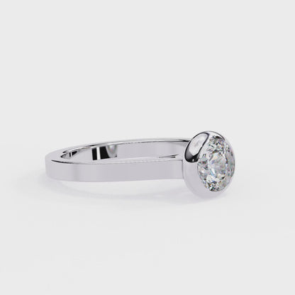 Minimalist Round Moissanite Bezel Set Ring – Modern Solitaire for Promise, Engagement or Birthday Gift – 925 Silver / 10K / 14K Gold / Platinum – White / Yellow / Rose Gold – Finora Jewelry
