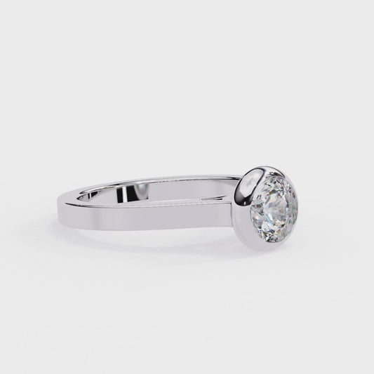 Minimalist Round Moissanite Bezel Set Ring – Modern Solitaire for Promise, Engagement or Birthday Gift – 925 Silver / 10K / 14K Gold / Platinum – White / Yellow / Rose Gold – Finora Jewelry