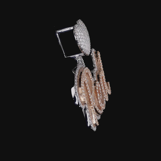 Custom Text Diamond Script Pendant with Heart Bail – Two-Tone Shine by Finora Jewelry
