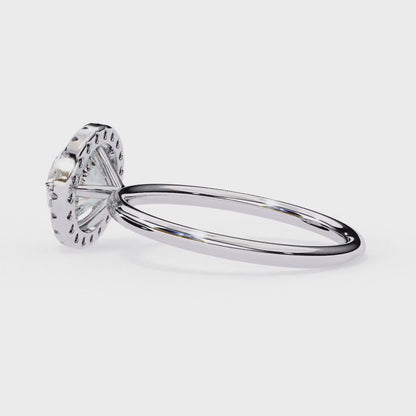 Round Halo Moissanite Engagement Ring with Pavé Accent Diamonds – Timeless Round Cut Sparkle | Finora Jewelry