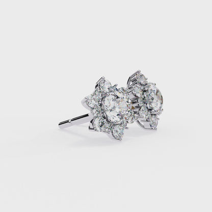 Finora Jewelry Radiant Floral Moissanite Stud Earrings | Finora Signature Sparkle