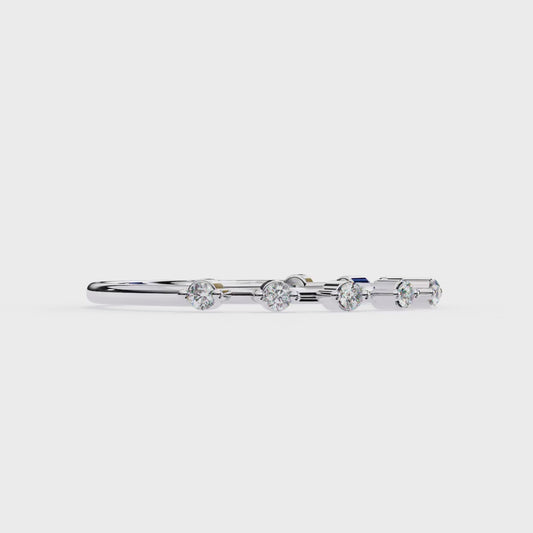 Finora Jewelry – Baguette & Round Diamond Stacking Ring in 925 Silver, 10K/14K Gold (Rose/White/Yellow), & Platinum