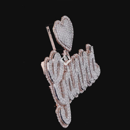 Custom Diamond Name Pendant with Heart – Finora Jewelry