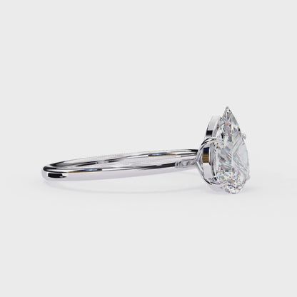 Pear Shaped Moissanite Solitaire Engagement Ring – Elegant Teardrop Design in 925 Silver, 10K & 14K Gold, or Platinum | Finora Jewelry
