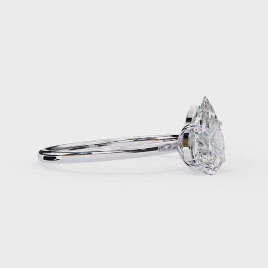 Pear Shaped Moissanite Solitaire Engagement Ring – Elegant Teardrop Design in 925 Silver, 10K & 14K Gold, or Platinum | Finora Jewelry