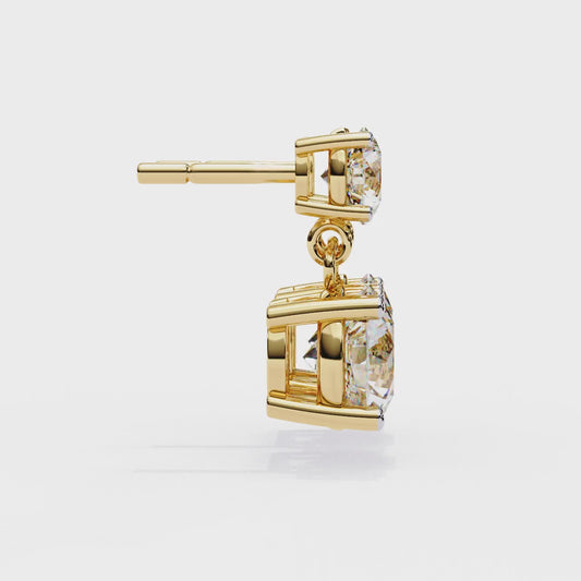 Double Round Moissanite Drop Earrings in 925 Silver, 10K, or 14K Gold| Finora Jewelry